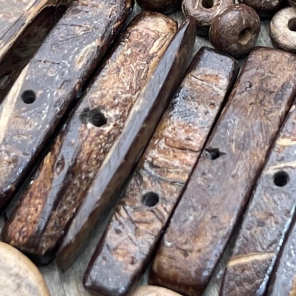 LAST ONE VINTAGE Coco Coconut Shell Beads +Bonus Jewelry Making DIY Crafting Lot - Picture 3 of 15